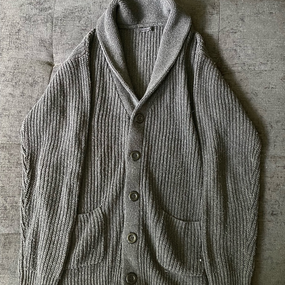 Coofandy Heavyknit Cardigan in Charcoal Gray sz Small
